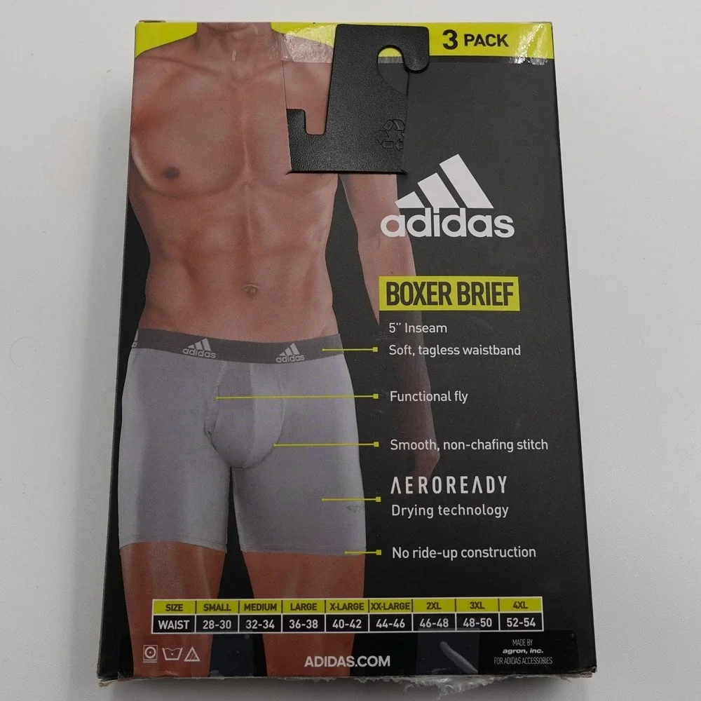 Adidas Boxer Briefs Mens XL Black 3 Pack Performance Quick Dry AEROREADY 5152376